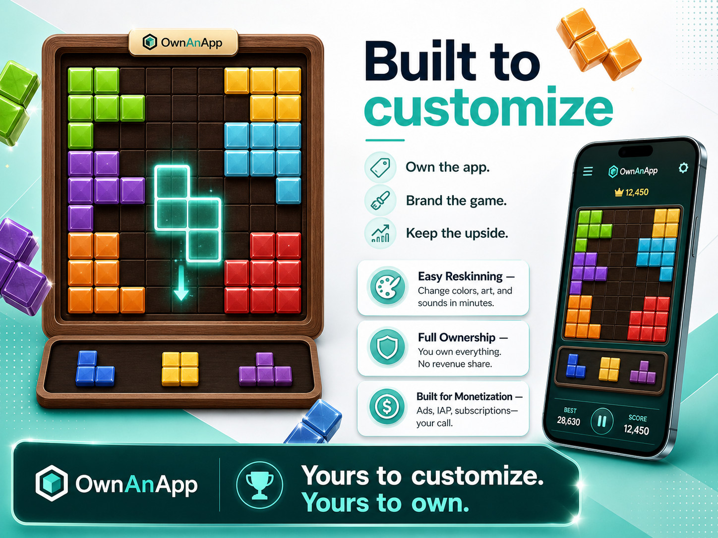 Built to customize block puzzle game promotion with ownership and branding message
